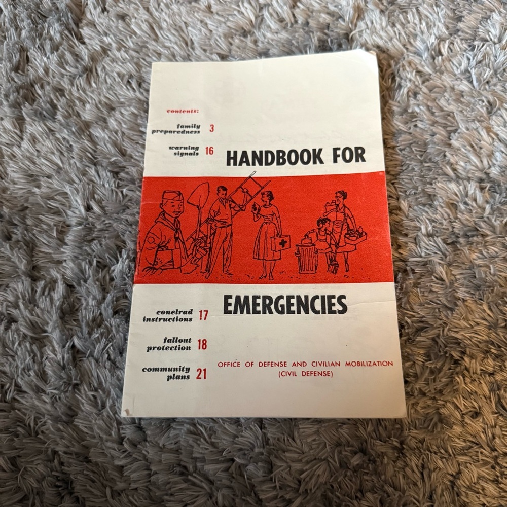 1958 Handbook for Emergencies by U.S. Office of Civil Defense Vintage Book Print